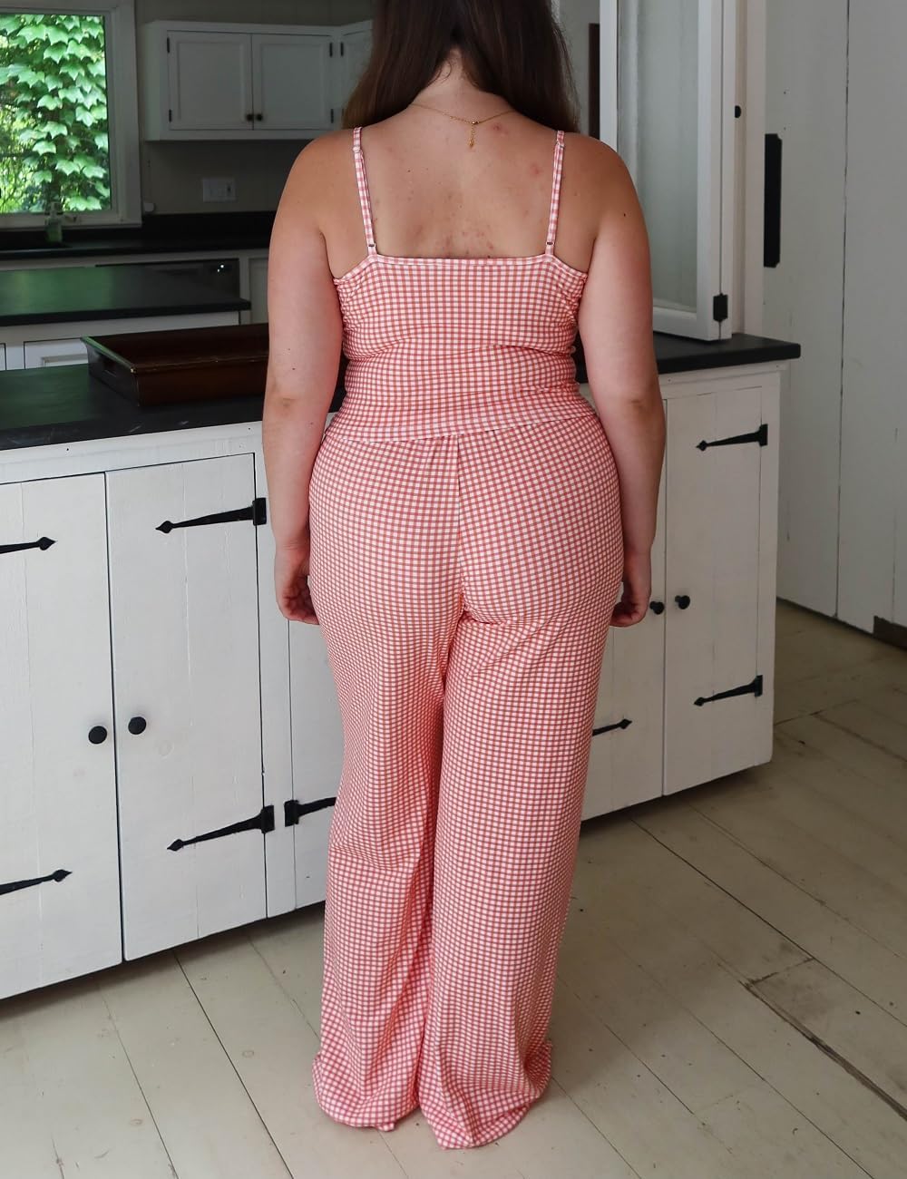 ROAONOCOMO Women Floral 2 Piece Lounge Set Spaghetti Strap Crop Camisole Elastic Waist Wide Leg Pajama Pants Sleepwear - Image 6