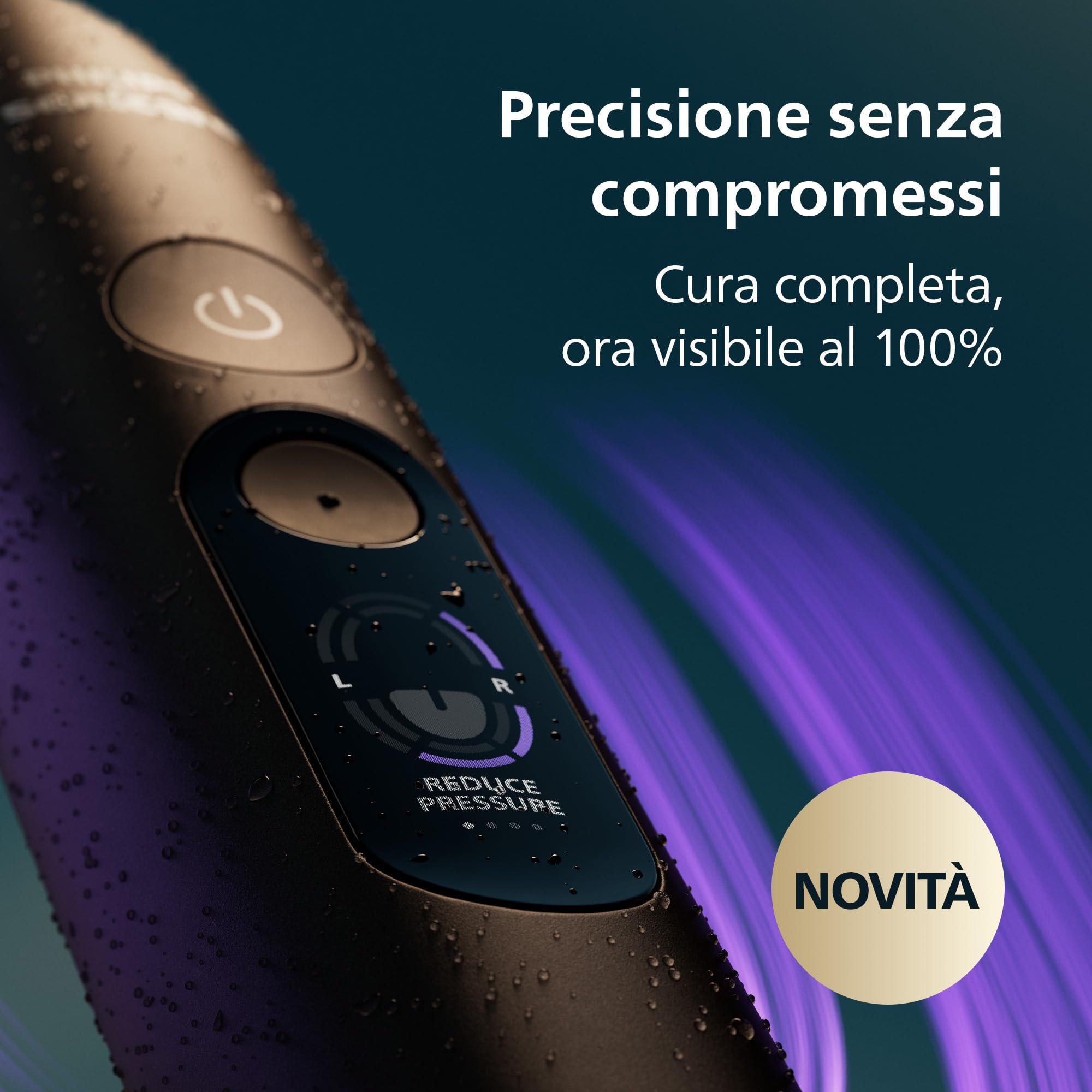 Philips Sonicare Next-Generation DiamondClean 8500 Spazzolino elettrico - con Feedback di pressione, 18 impostazioni, nero, HX8514/12