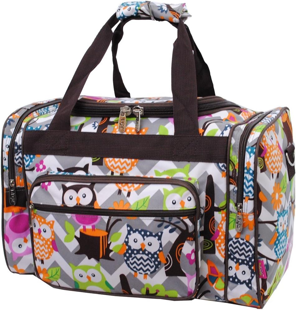 Owl Town Gray Chevron Print NGIL Canvas Carry on 17" Duffle Bag