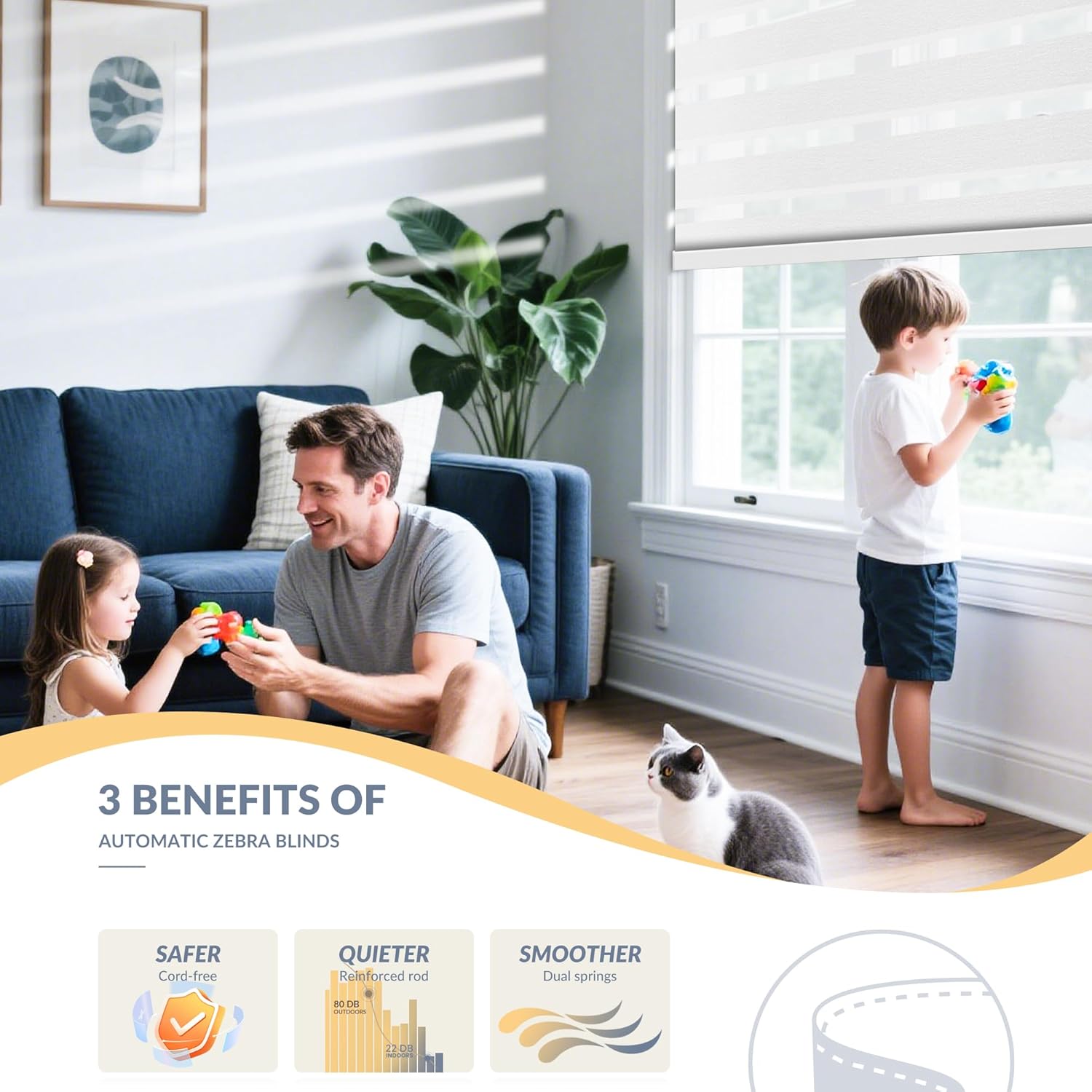 Boolegon Custom Size Zebra Blinds for Windows Shades, Light Filtering Cordless Zebra Roller Blinds,Striped Jacquard Light Control for Day and Night,Easy to Install, White,Costom Size
