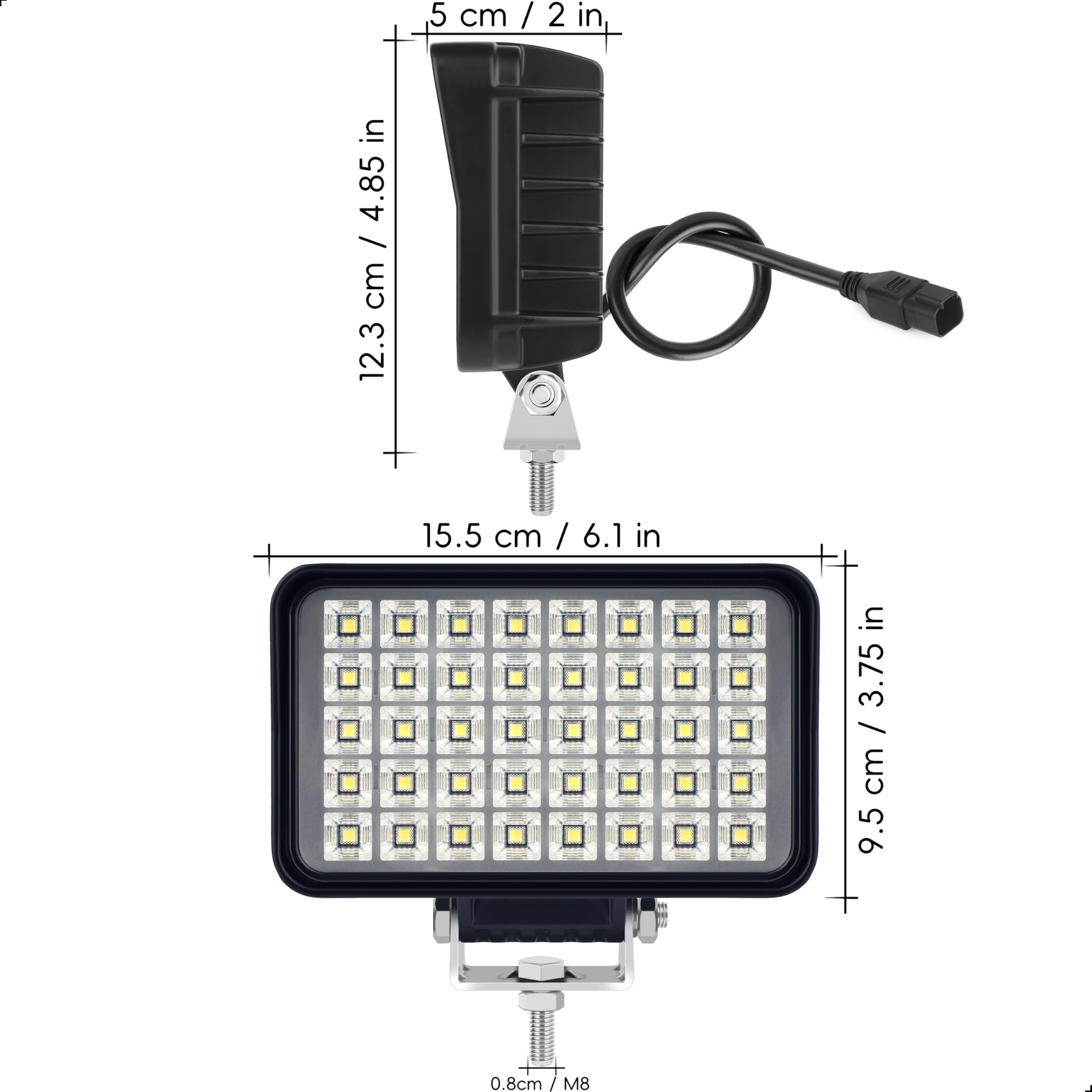 Reflektor LED do traktora 6", dodatkowy reflektor LED, 80 W, 9600 lm, reflektor roboczy, bumper do samochodów ciężarowych, łodzi, ciężarówek, koparek, pojazdów rolniczych, przyczep, 2 sztuki