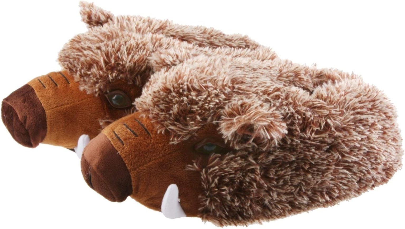 Tierhausschuhe Wildschwein Tier Hausschuhe Pantoffel Puschen Schlappen Kuscheltier Plüsch Herren Braun 41-48, TH-BOARX, Schuhgröße 41/42