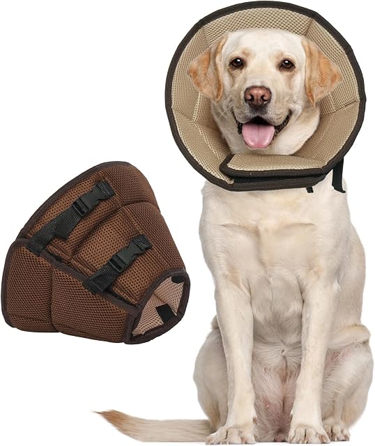 Kuoser Dog Cone Collar After Surgery, Pet Protective Neck Cone for Small Medium Large Dogs Cats, Soft & Breathable Dog Recovery Collar Adjustable Puppy Quick Healing Elizabeth Collar, Anti-Bite/Lick