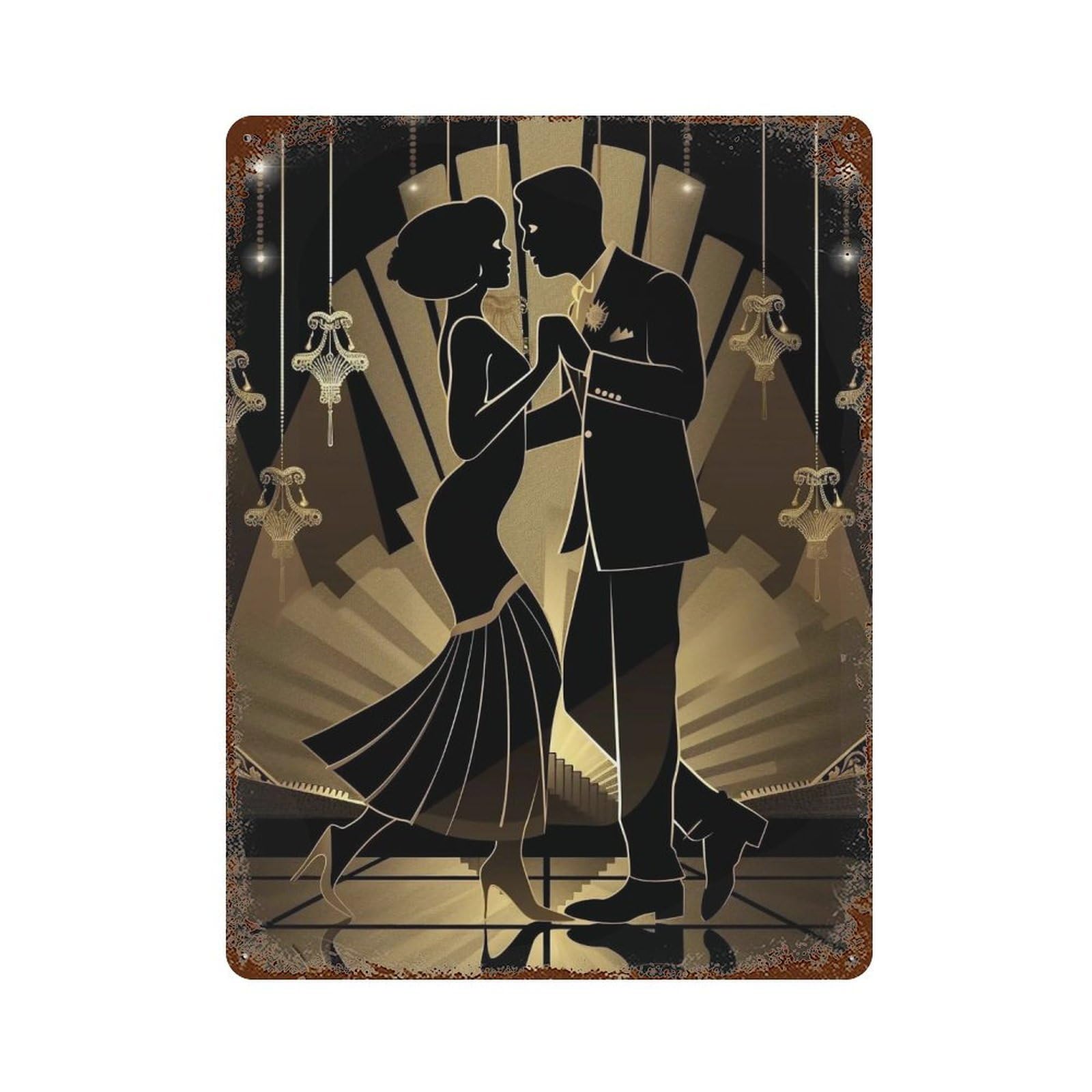 FHUYEURHRY 1920s Charleston Dancers 01 Wall Decor Retro Iron Vintage Art Metal Tin Sign Poster Modern Home Cofffee Club Art Bar Shop Decorations Style 40x30cm