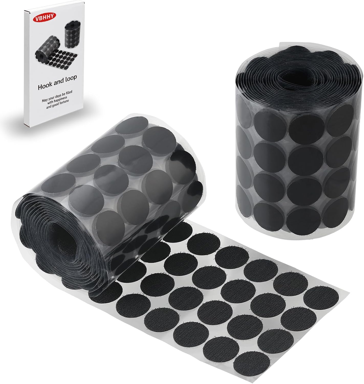 Self Adhesive Dots, 200Pcs(100 Pair Sets) 1 Inch Diameter Strong Self Adhesive Dots Nylon Sticky Back Coins Hook Loop Strips, Small Circle Dots Stickers Tapes, Black