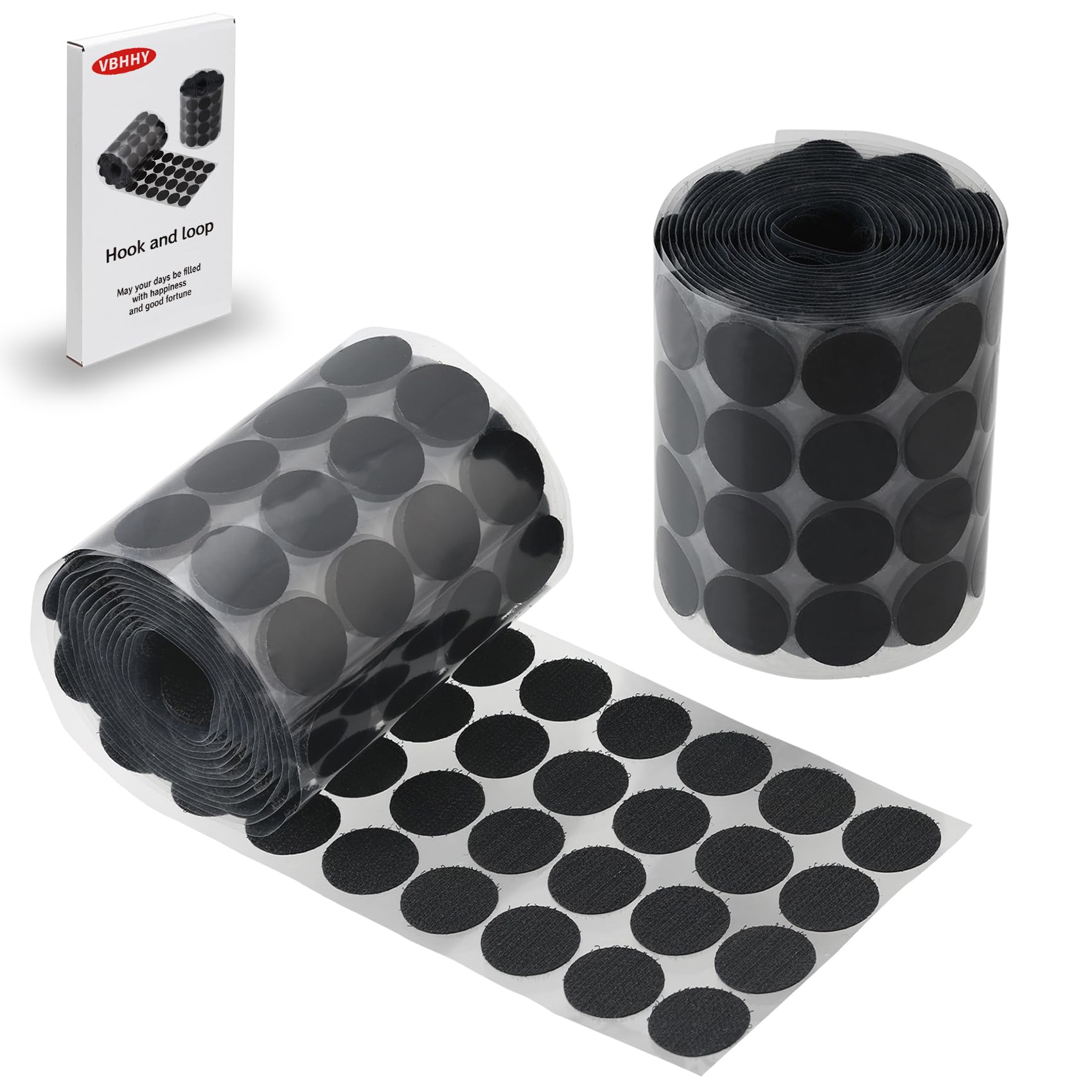 VBHHY Self Adhesive Dots, 100Pcs(50 Pair Sets) 1 Inch Diameter Strong Self Adhesive Dots Nylon Sticky Back Coins Hook Loop Strips, Small Circle Dots