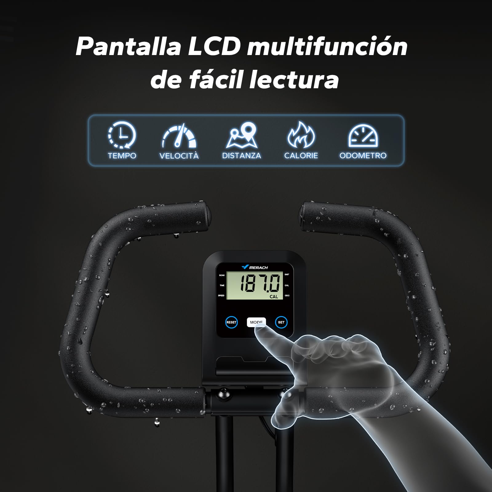 MERACH Bicicleta Estática Plegable, Bicicleta Estatica con Pantalla LCD, Bicicleta de Fitness Magnética para Casa con Asiento Cómodo, Ahorro de Espacio, Entrenamiento Cardio, Capacidad Máxima 136KG
