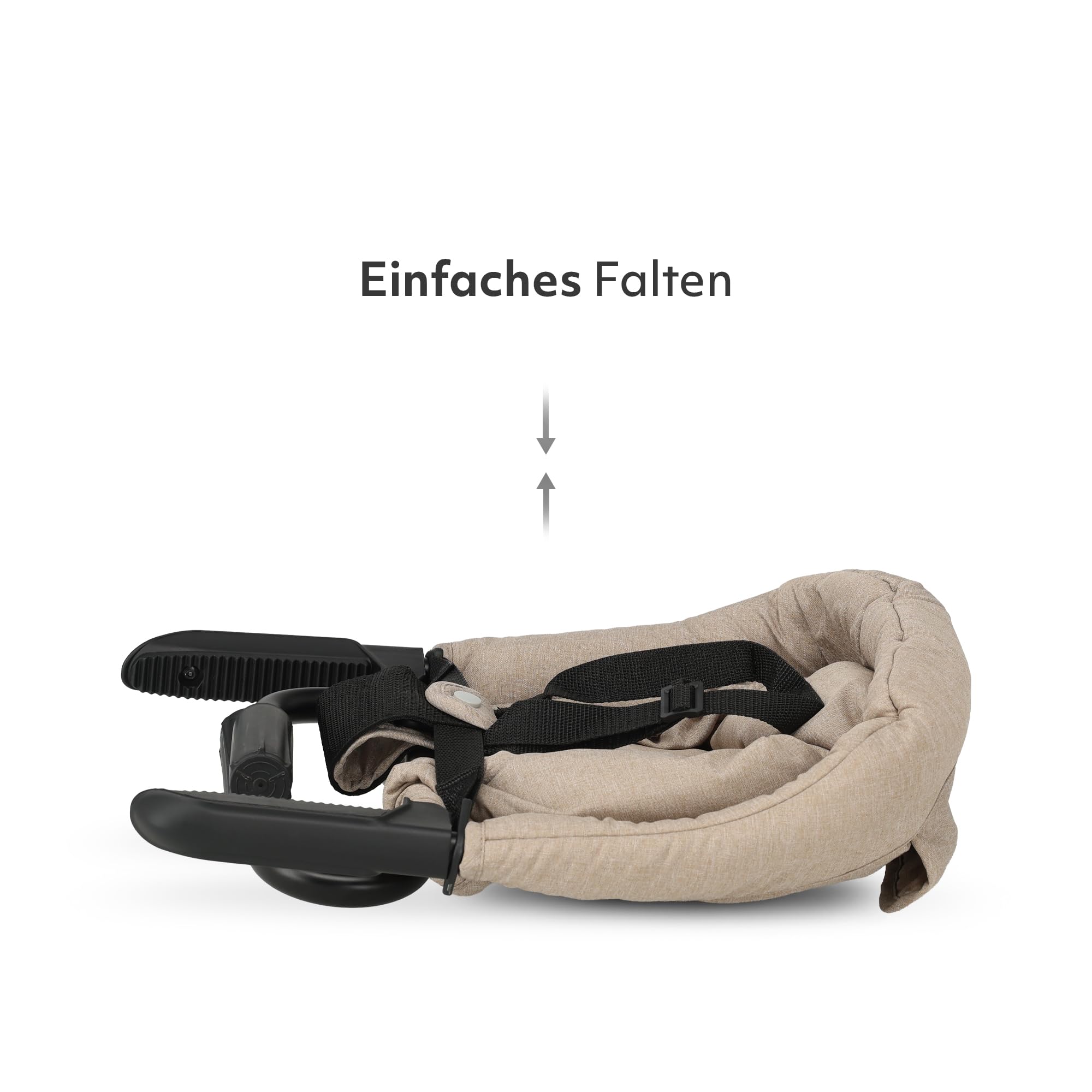 Deryan Tischsitz, Hochstuhl, klappbarer Tischstuhl, Esszimmerstuhl, Boostersitz mit Anti-Rutsch-Klemmen und Tragetasche, Faltbarer Babysitz mit 5-Punkt-Sicherheitsgurt, Nougat