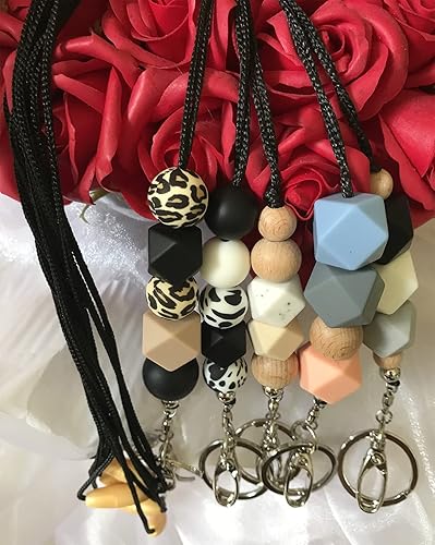 Miniatura 4 de Lindo collar de silicona con cuentas para profesores, llavero para identificación, para tarjetas de identificación y llaves para mujeres, empleados,