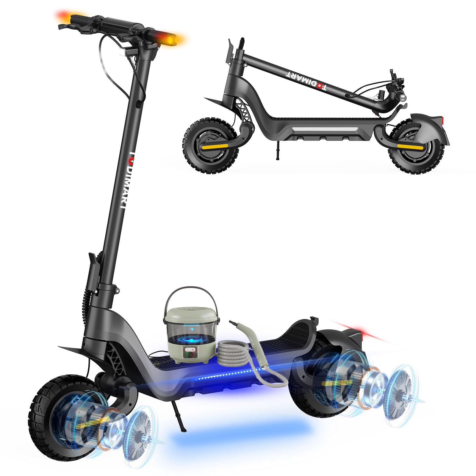 TODIMART X5S Trotinette Electrique Adulte Puissante APP Contrôle Autonomie 85km Batterie 48V 20Ah Moteur 1000W*2 Trottinette électrique Adulte Tout Terrain Double Suspension Scooter Electrique