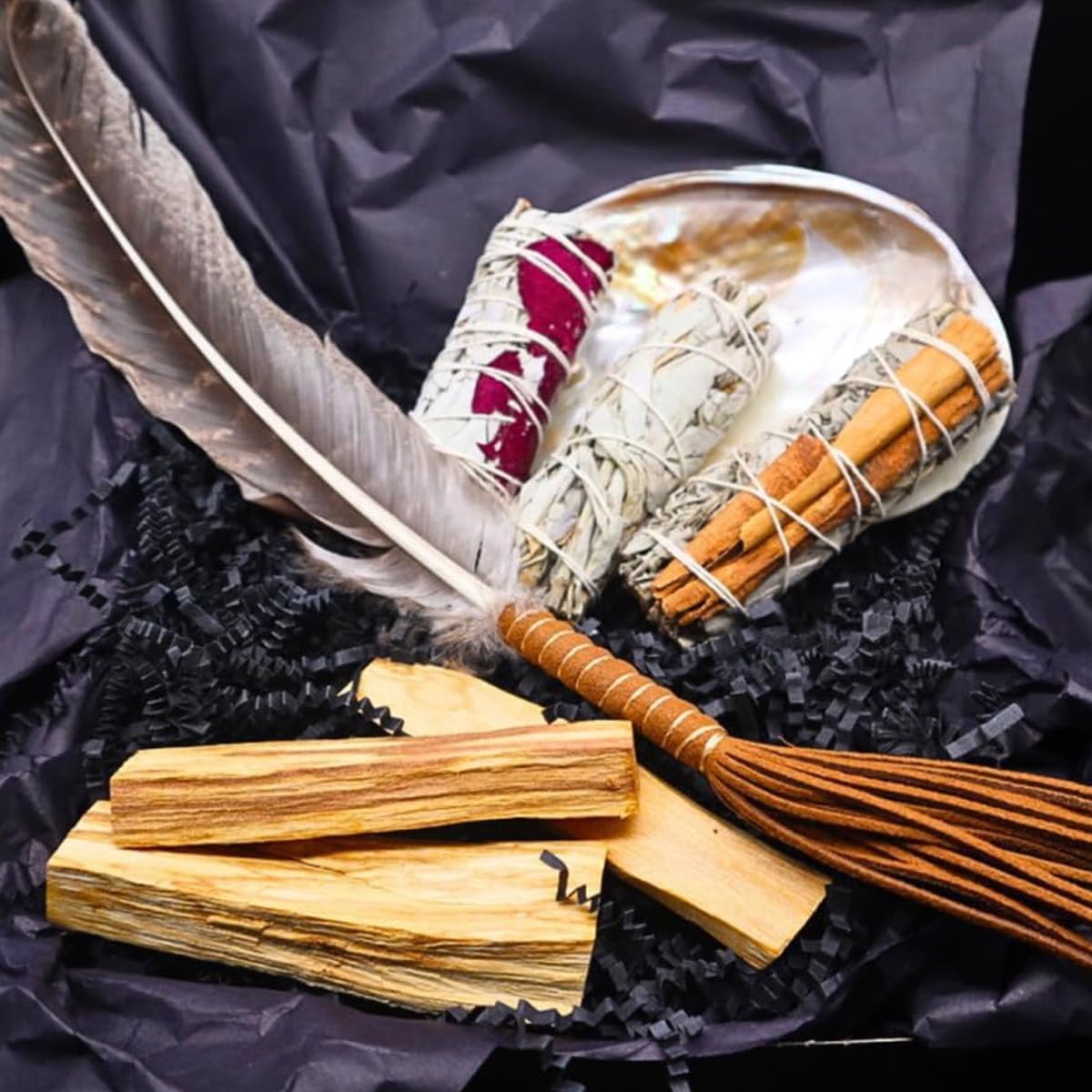 10-12 Inch Leather Wrapped Smudging Feather with Leather TasselSmudge Feather, Turkey Feather， Unique Homecrafted Energy Cleansing Clearing Spiritual Practice House Smudging - Great for Beginners