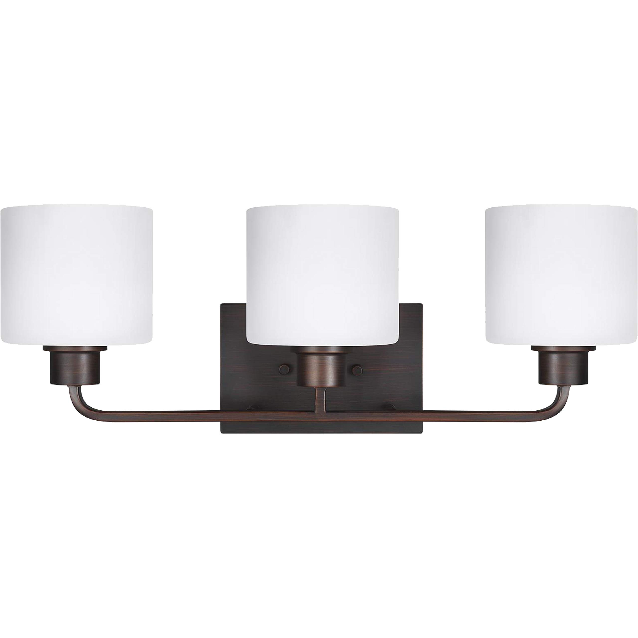 Sea Gull Lighting Generation 4428803-710 Transitional Three Light Wall/Bath from Seagull-Canfield Collection in Bronze/Dark Finish, Burnt Sienna