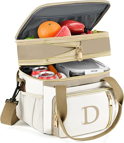 LOKASS Lonchera personalizada para el trabajo de mujer, lonchera aislada inicial de 16L para regalo de adultosmujeres, regalo de Navidad