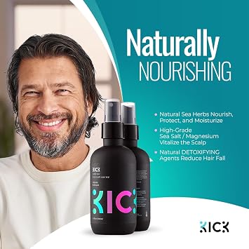 Kick Sea Salt Spray for Men - Texturizing Hair Spray - Beach Waves & Volume | Salt Water Formula for a Surfer Hair Style - Natural Texture & Tousled Beach Look - 200ml