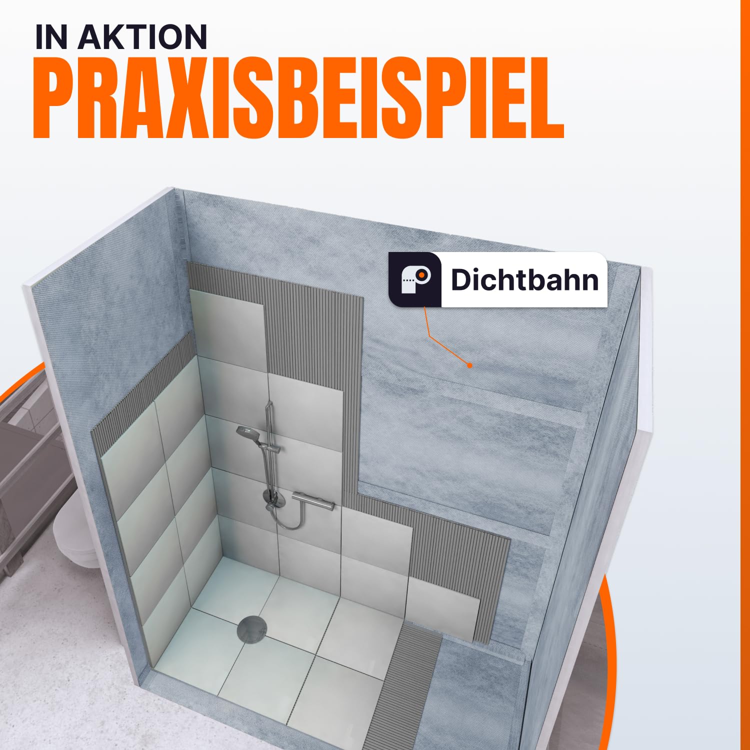 isolera Dichtbahn 30 m² – Abdichtungsbahn für Bad, Dusche, Balkon & Terrasse, vliesbeschichtet, wasserdicht & reißfest, ideal unter Fliesen & Belägen, Made in Germany