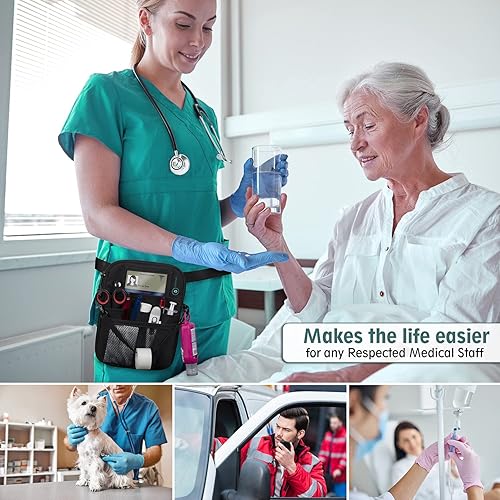 Miniatura 7 de Riñonera para suministros de enfermería Cinturón de herramientas de enfermera como organizador de bolsillo para enfermera con un soporte de cinta