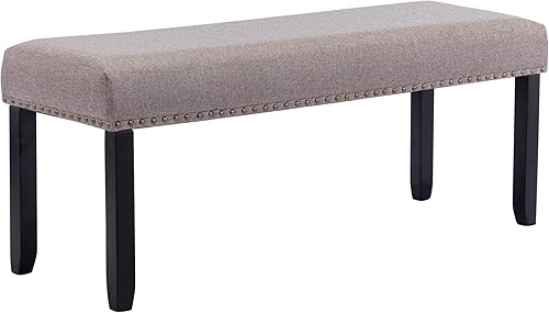 Miniatura 3 de Duhome Elegant Lifestyle - Banco con acabado de cabeza de clavo, color caqui, madera