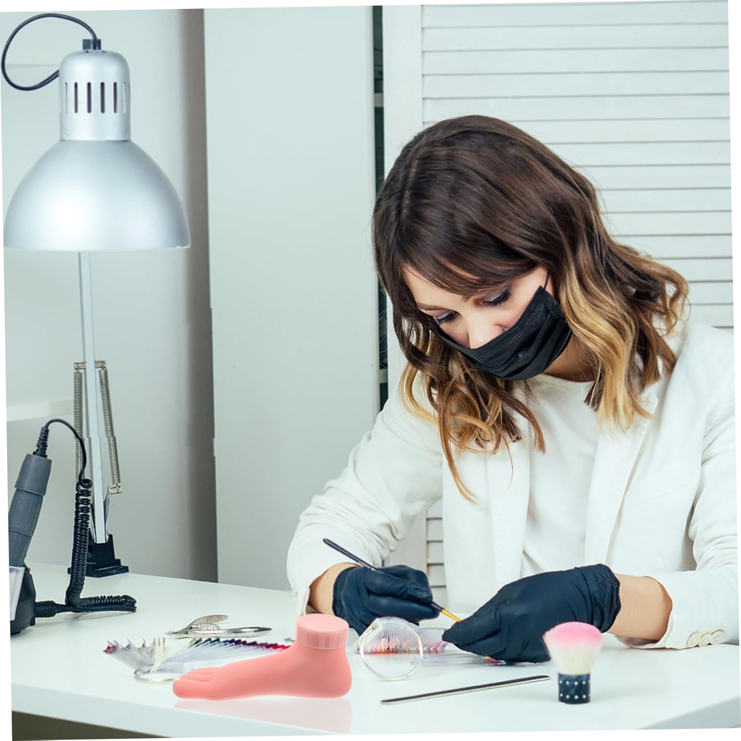 2pcs Realistic Silicone Foot Model for Nail Art Practice Manicure Training Display Mold Women Foot Sock Display Mold