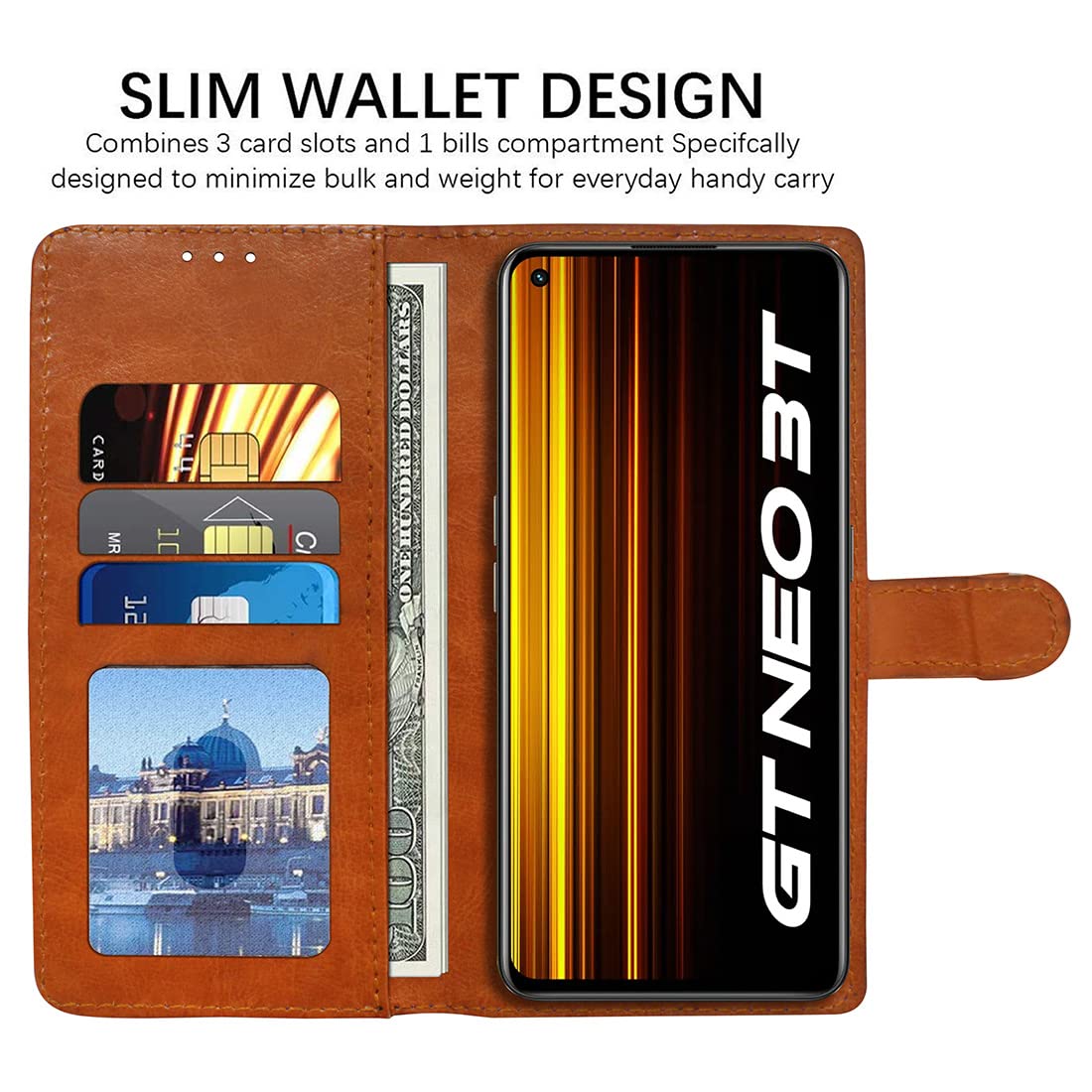Realme GT Neo 3T 5G Flip Cover - Leather & Card Slots -3 Realme GT Neo 3T 5G Flip Cover - Leather & Card Slots -3