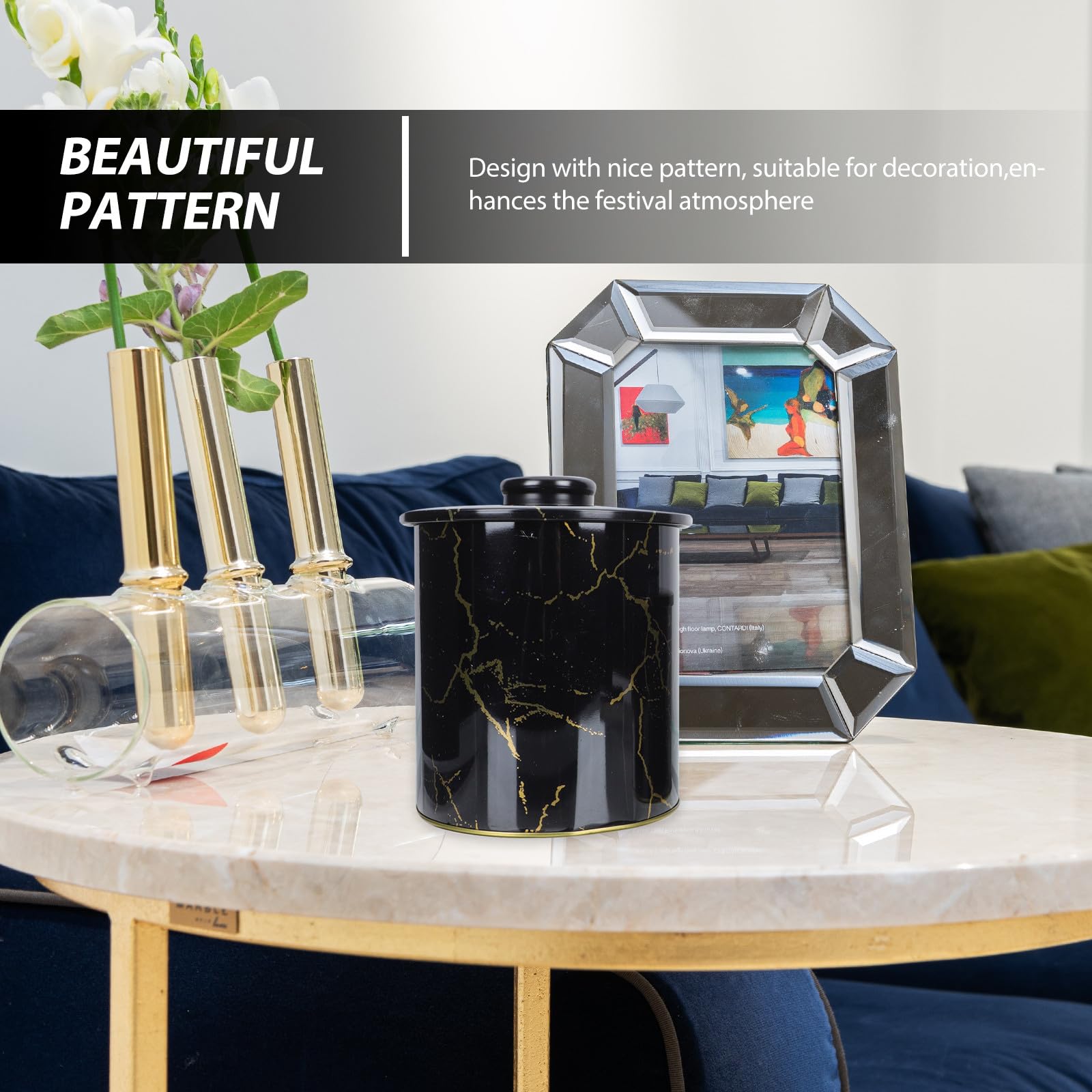 Biscottiera in Lamiera Nera 2 Pezzi Design Nordico Compatta e Leggera con Coperchio, Scatola Decorativa per Conservare Dolci e Decorazioni Natalizie