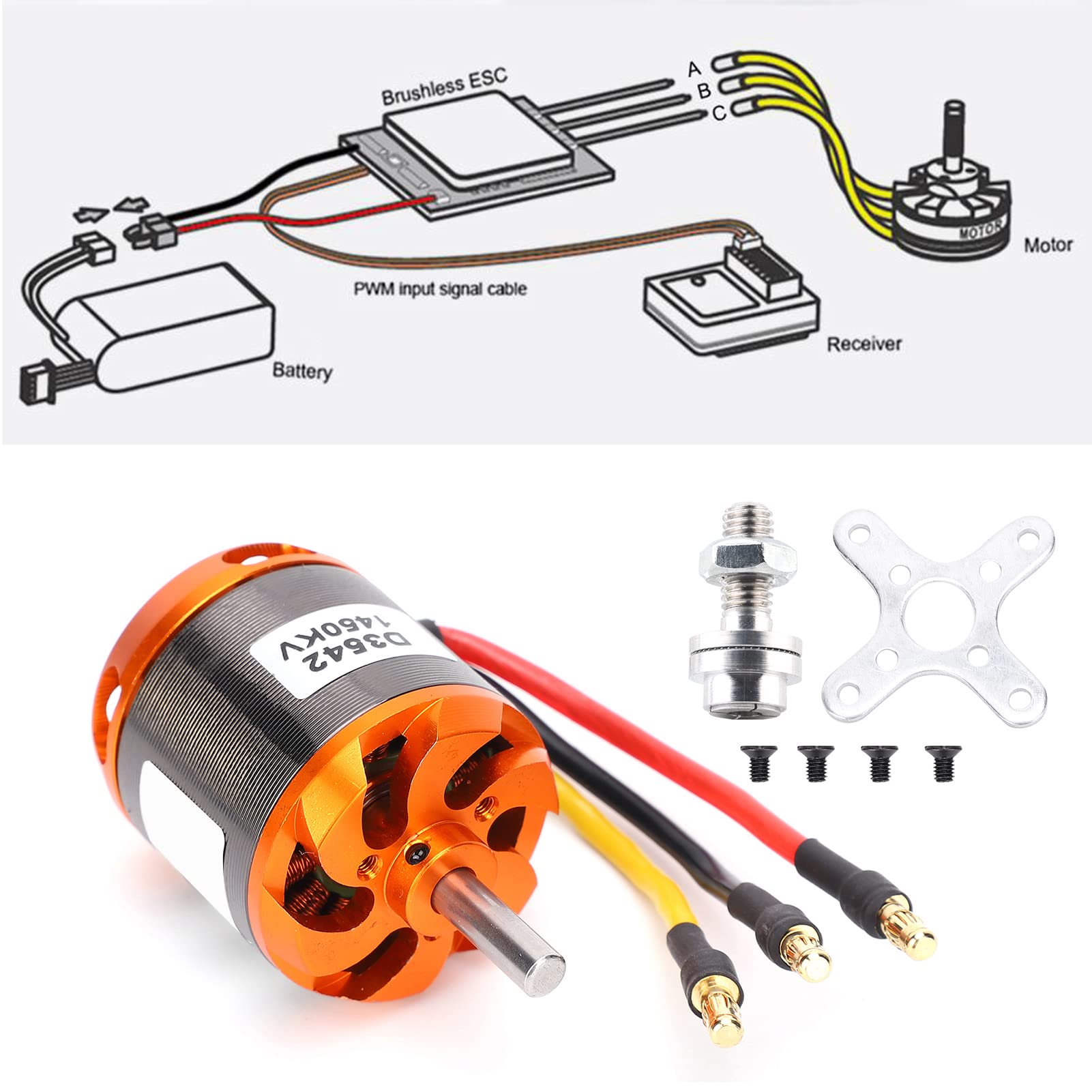 D3542 Brushless Motor 1450KV para Avión de Ala Fija RC (1000KV)