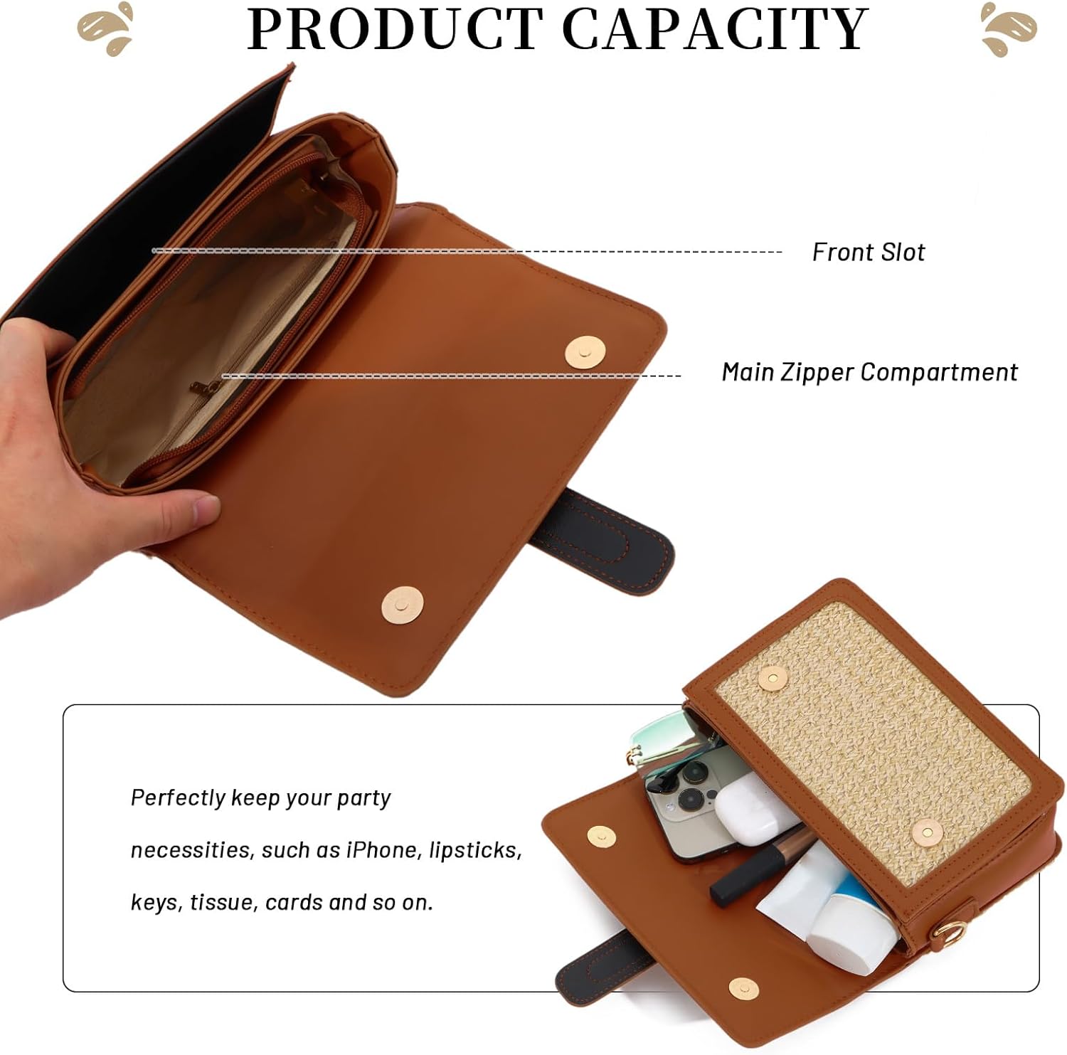 Emprier Summer Straw Crossbody Bags for women Trendy Woven Handbags Straw Clutch purses for Vacation