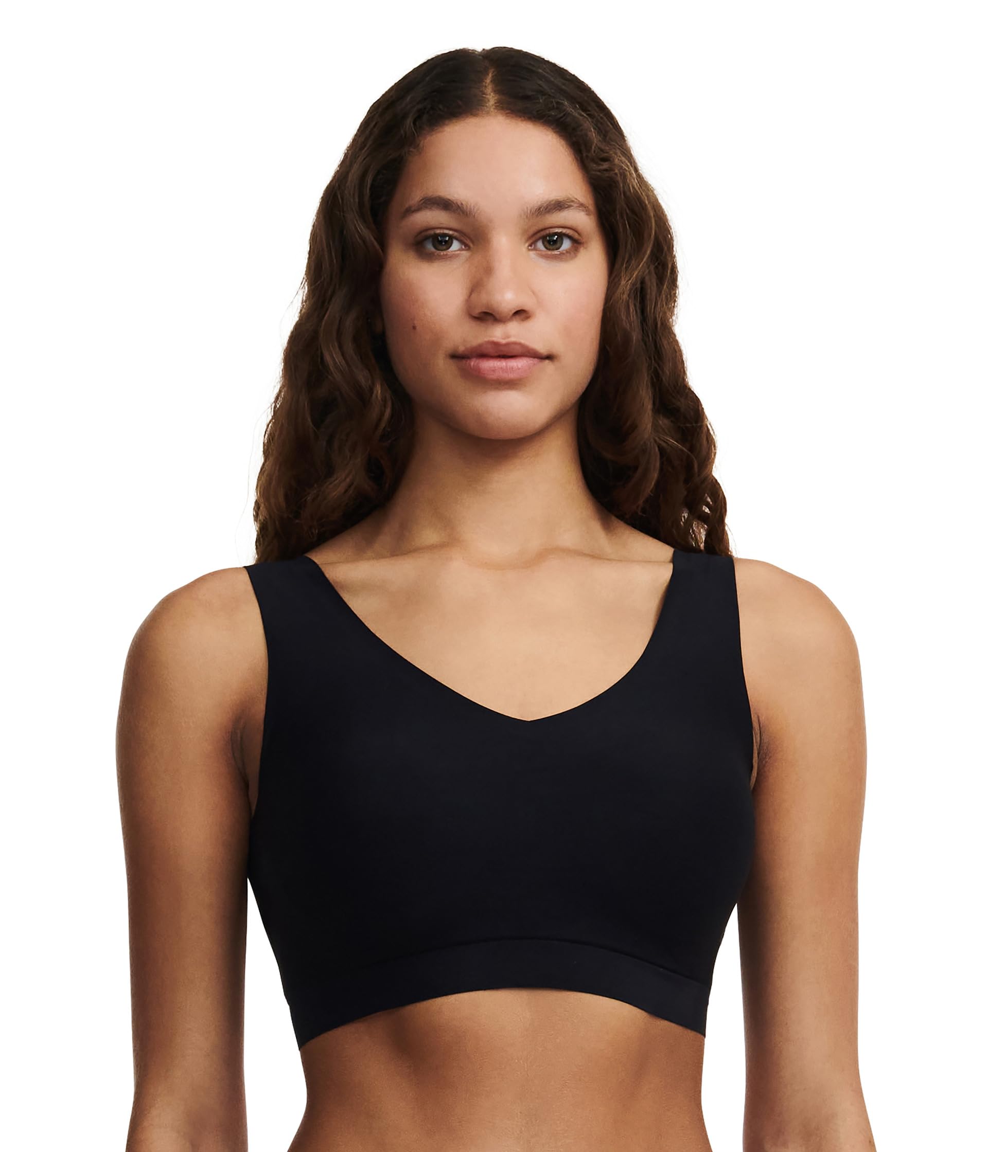 Chantelle Women's SoftStretch Crop Top - V-Neck - Black - Size 8-10