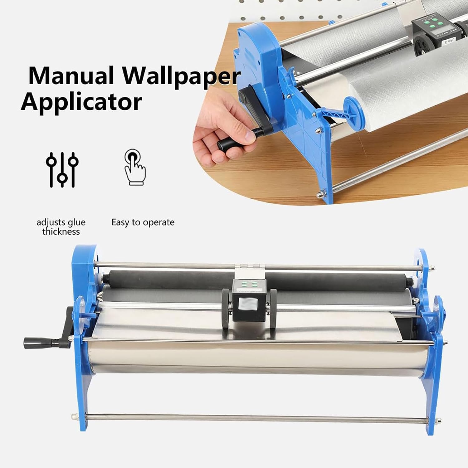 Spatule à papier peint manuelle 53 cm avec compteur numérique et bac à colle de 8 l