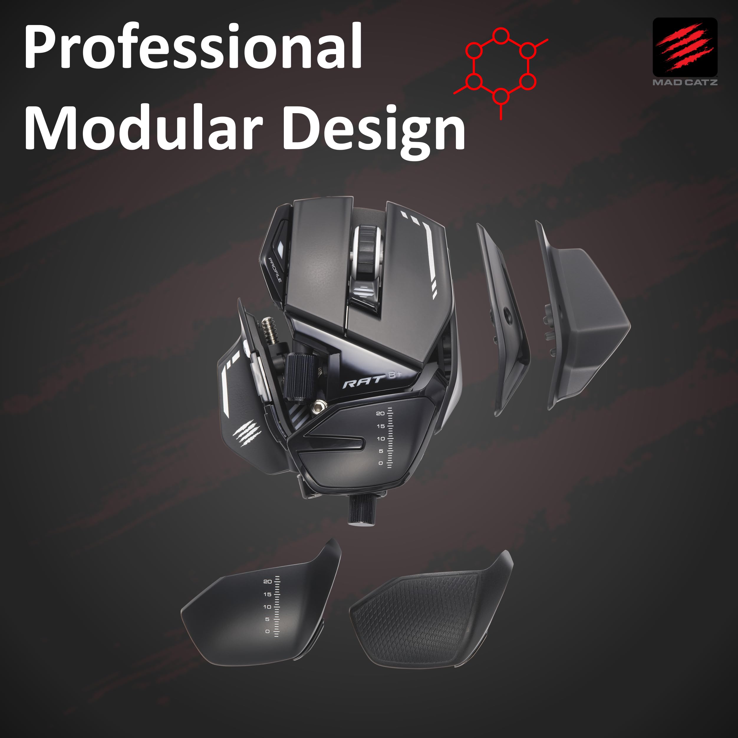 MAD CATZ R.A.T. 8+ Gaming-Maus USB PixArt PMW3389 16.000 DPI RGB-Beleuchtung Ergonomisch