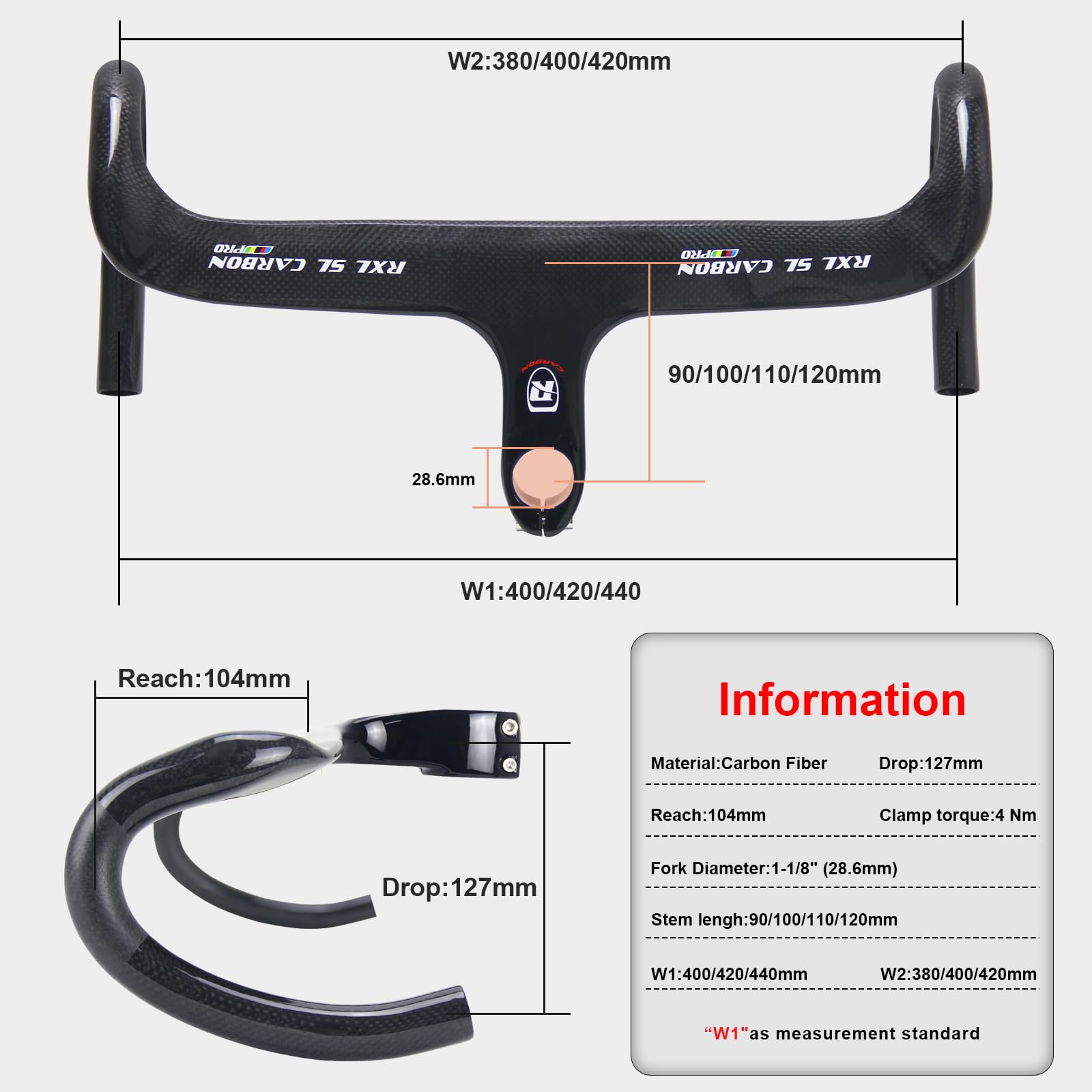 RXL SL OD2対応 カーボン UDつや消し ステム１体型 400－100 Amazon.co.jp: RXL SL 一体型ドロップハンドル（OD2：28.6mm