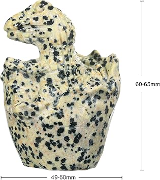 Rockcloud Handmade Dalmation Jasper Dinosaur Egg Statue Pocket Stone