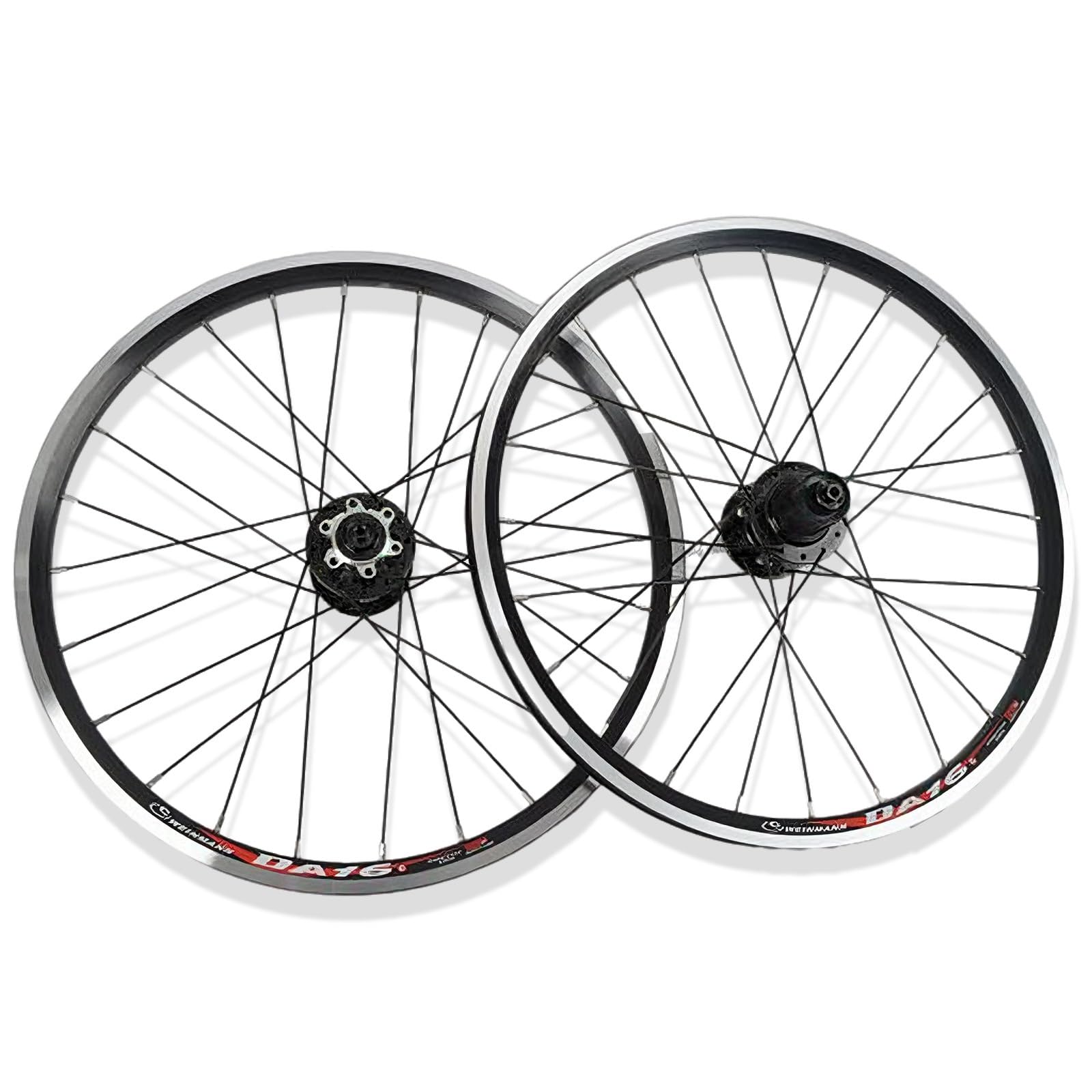 ZXGSXIOU 20in 406/451 Folding Bike Wheelset Aluminium Alloy Mountain Front Rear Rims Disc V Brake Quick Release 24H Hub For 7-11 Speed