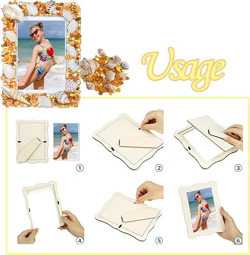 Miniatura 5 de Kit de proceso de marco de fotos de concha, artes y manualidades para niños de edades, divertidos kits de manualidades para niñas de 6 a 8 años,
