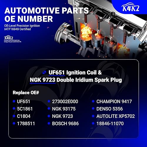 Miniatura 9 de Bobina de encendido UF651 y bujía de doble iridio 9723 compatible con Kia Soul Forte 2011-2019 Hyundai Tucson Elantra 27300-2E000 y 18846-11070