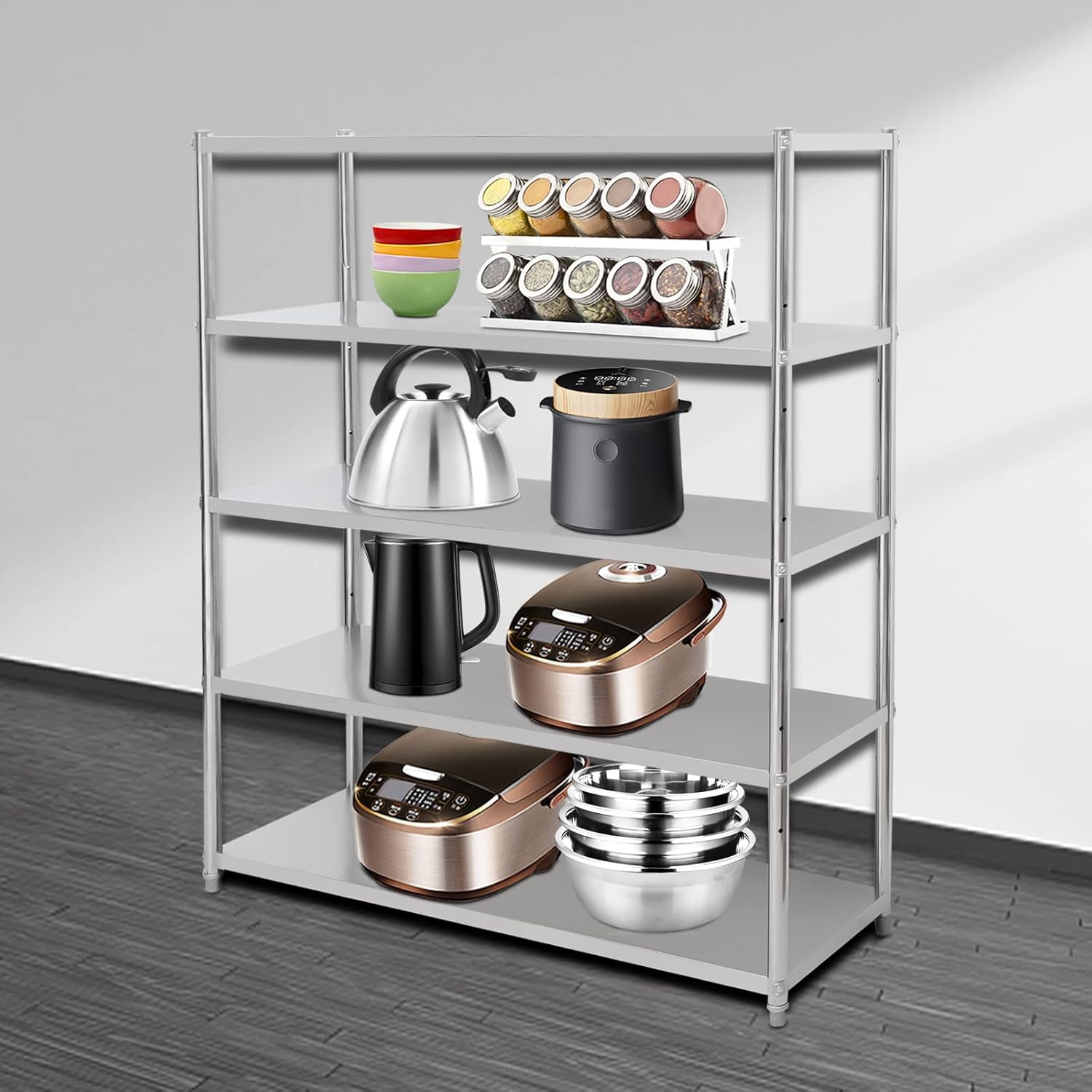 TouSuaRSi 5 Layers Stainless Steel Table Kitchen Shelving