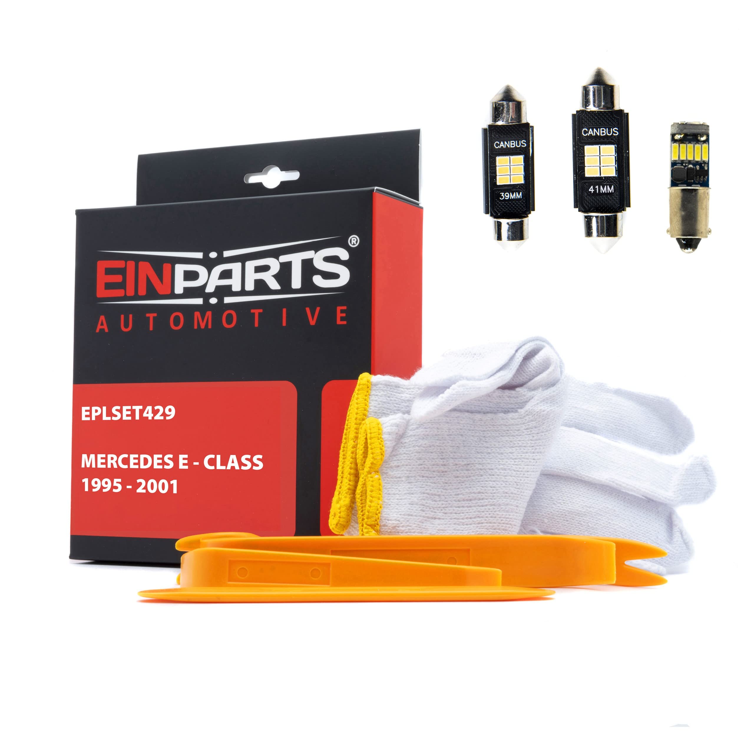 EinParts Auto LED Innenbeleuchtungsset, Weißes Licht, Canbus, 18pcs Set Autolampen, Geeignet für Mercedes E-Klasse 1995-2001