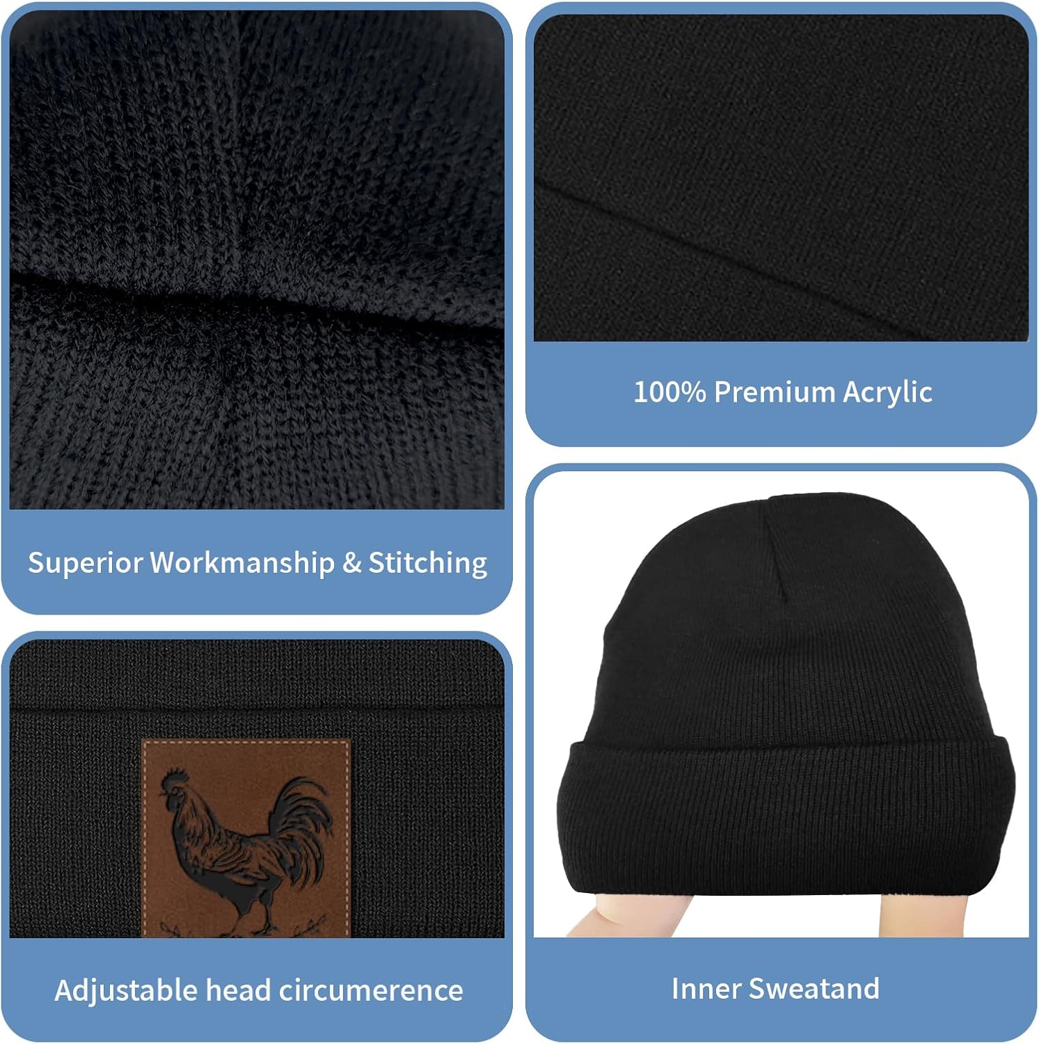 Cool Chicken Pattern Embroidered Baseball Cap Snap Back Hat,Adjustable Fit Trucker Caps Gift for Men Women Accessory - Image 3