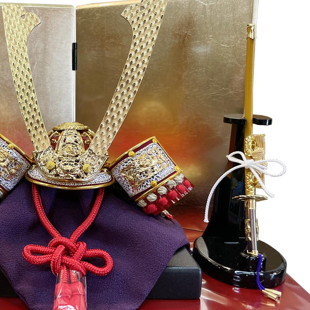 Amazon.co.jp: 五月人形 コンパクト おしゃれ 兜飾り 7号 赤漆塗之兜