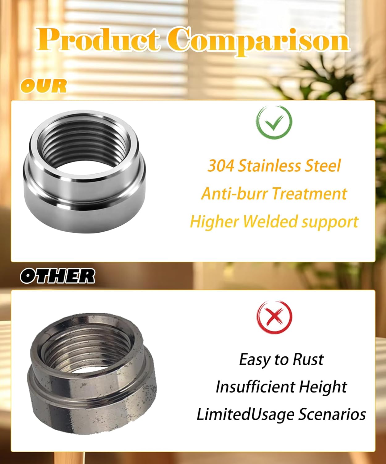 20 Pcs M18x1.5 Oxygen Sensor Weld Bung Stepped Style,304 Stainless Steel Welding Adapters