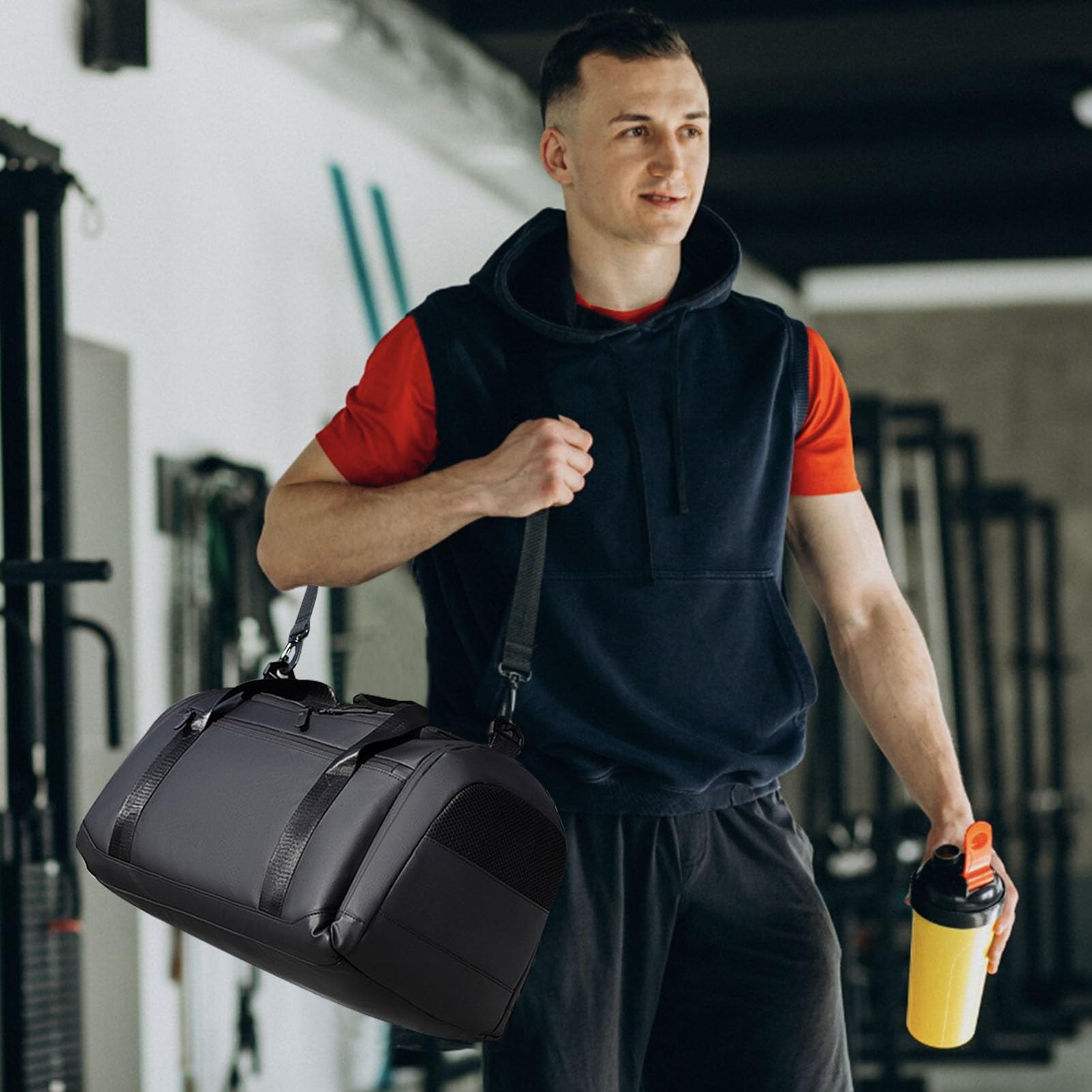 Bolsa de Deporte Hombre y Mujer Bolsa Gimnasio con Compartimento Bolsas de Viaje Impermeable para Natación Fitness y Viajes