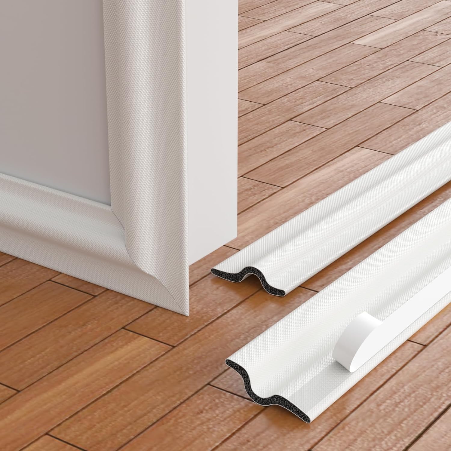 118 Inch Foam Door Weather Stripping Window Seal Strip for Door Gap Filler Bottom Side,Adhesive Weather Strip for Door Frame Seal Tape,Soundproofing Window Insulation Door Draft Stopper Gap Seal,White