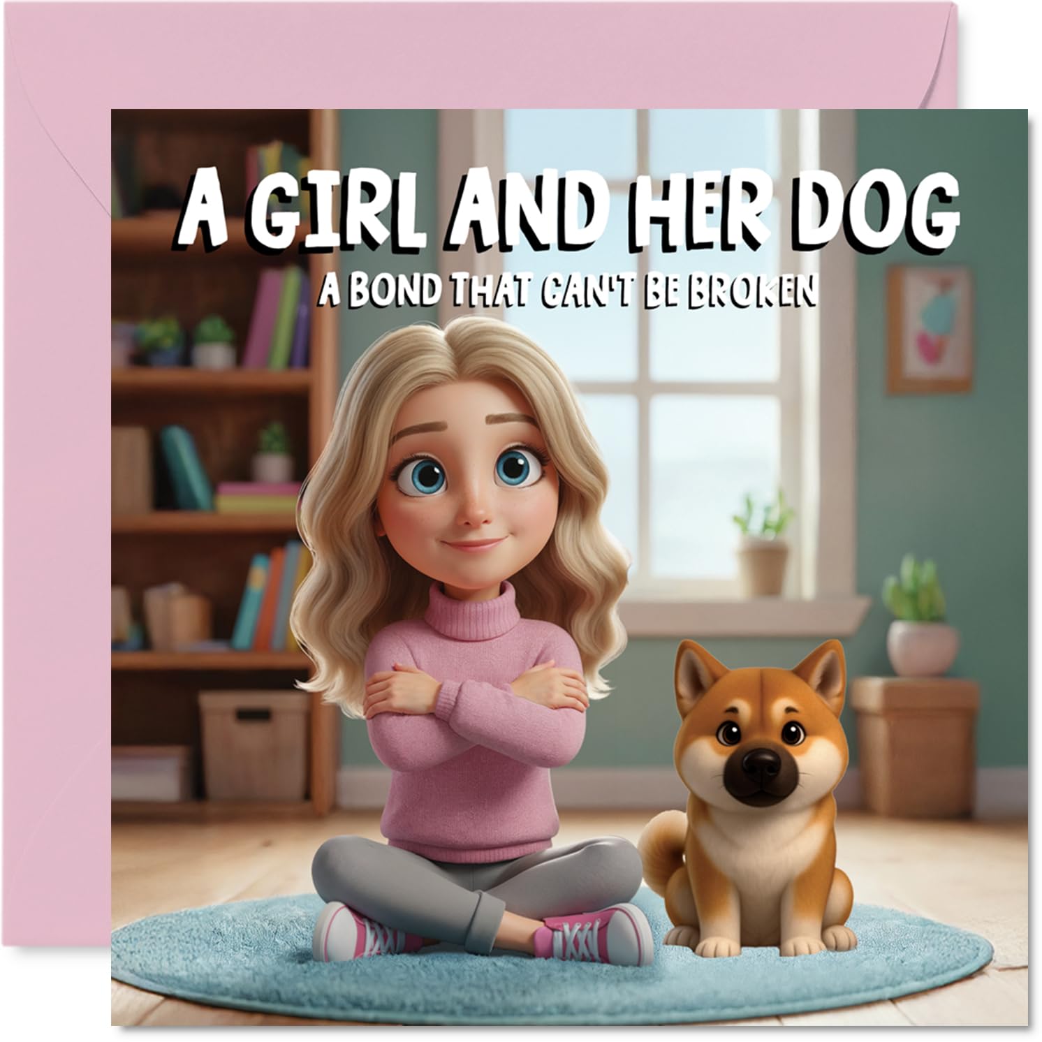 Akita Birthday Card for Women - A Girl and Her Dog - Happy Birthday Card for Girls, 145mm Female Greeting Cards