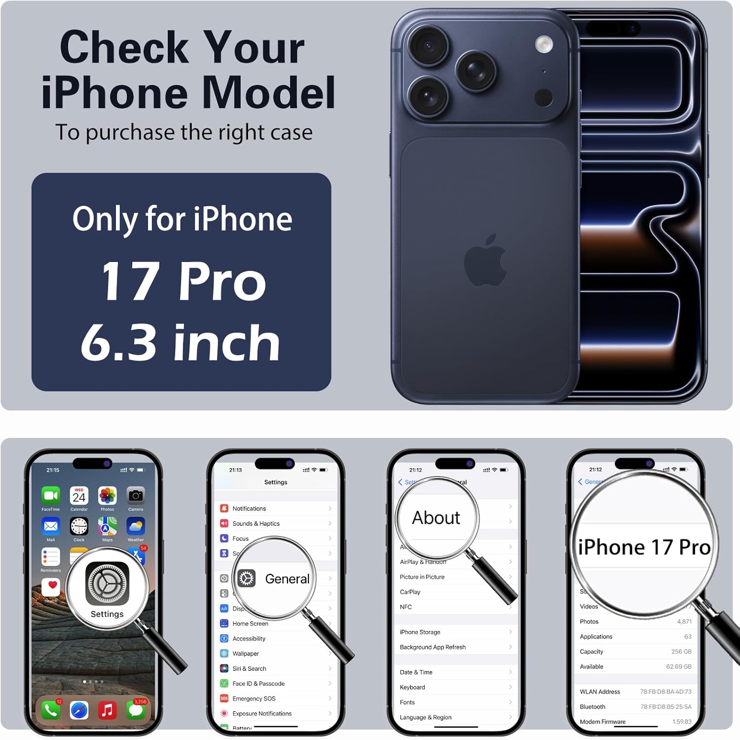 IYH Magnetic Case for iPhone 17 Pro 6.3" with Invisible Stand [16FT Military Protection] Liquid Silicone Cover, Black
