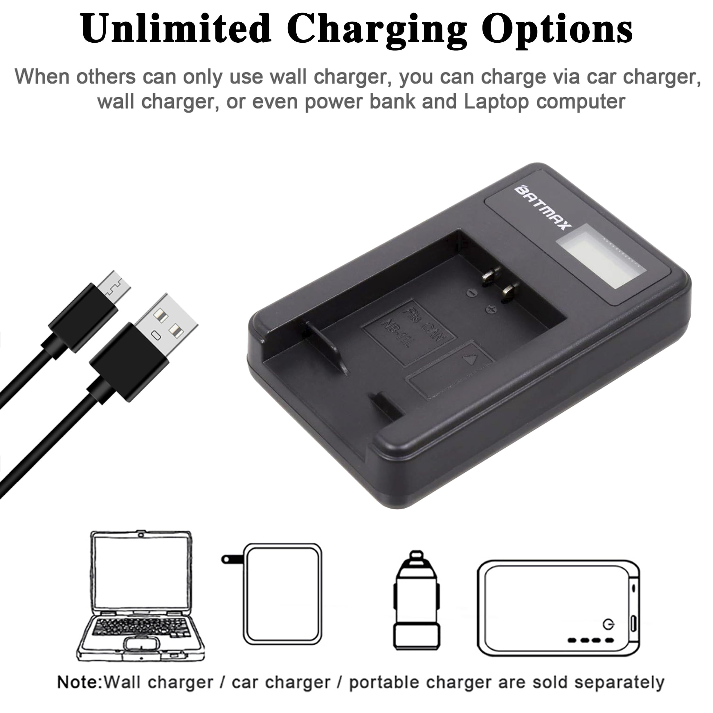 Paquete De 2 Baterías De Repuesto Nb-11l Y Cargador Usb Lcd | Envío gratis