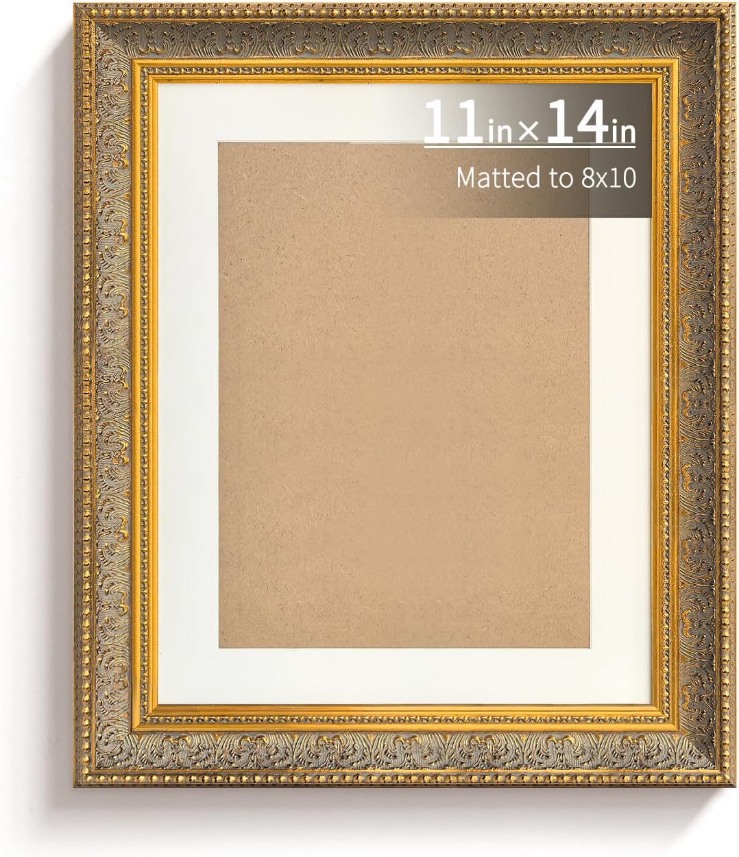 BWPFRAME Vintage 8x10 Picture Frame Matted to 5x7, Solid Wood, Ornate Frame,Emerald Green Hand Carved Relief Floral Border,with PlexiGlass and Backer, Wall Display Frame for Photos and Prints