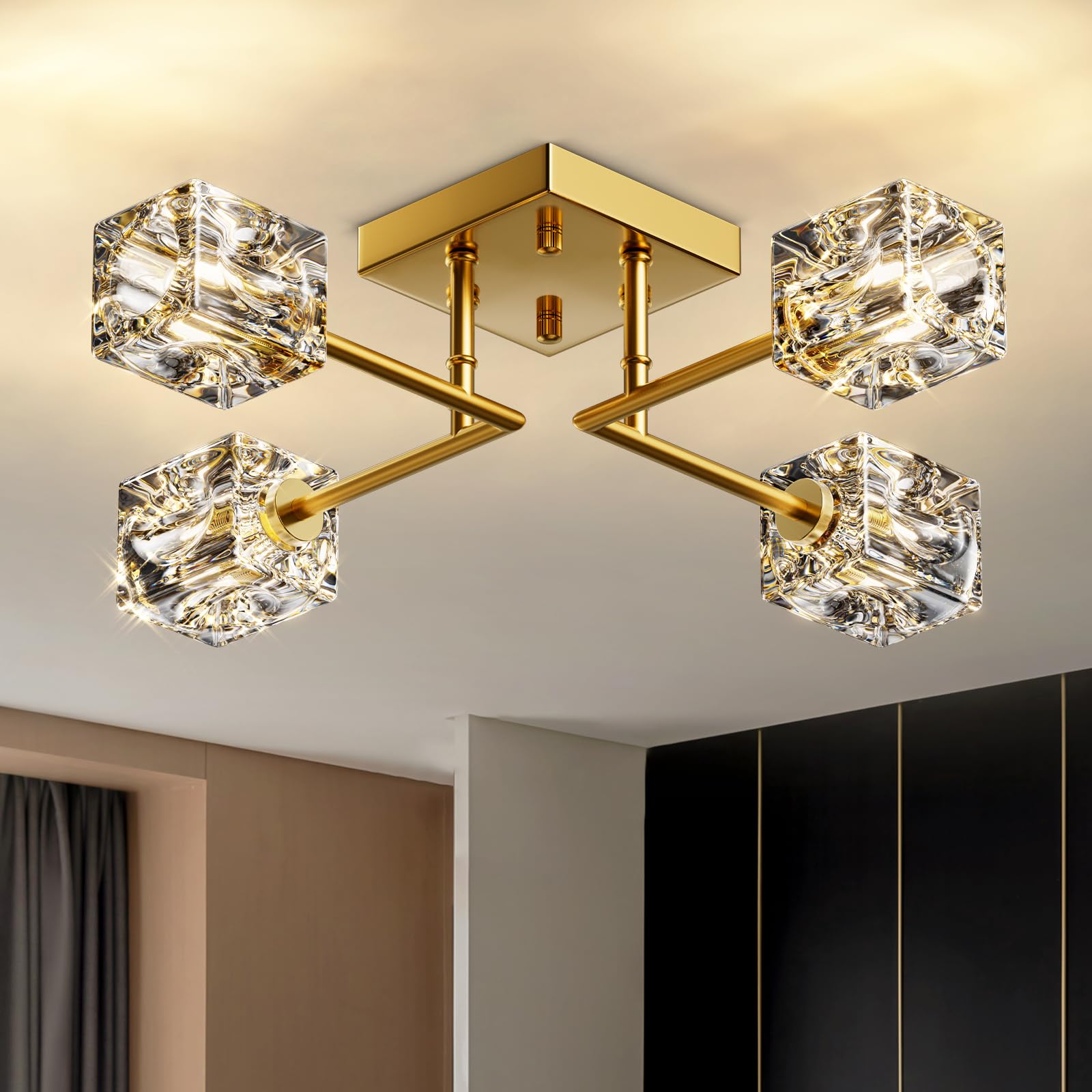 Photo 1 of Brilaria Gold Sputnik Semi Flush Mount Ceiling Light Fixture