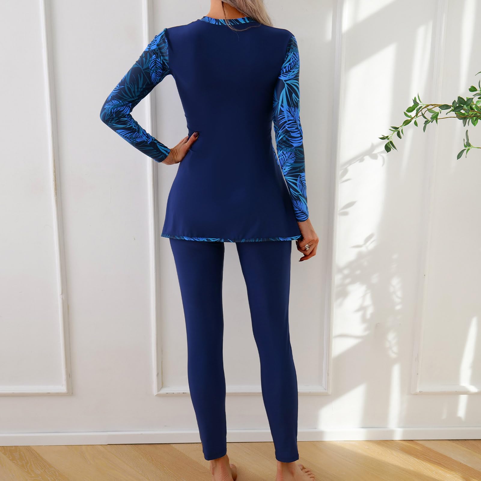 ABEHIK Burkini tendance pour femme, maillot de bain musulman à manches longues avec ourlet à jupe, maillot de bain 2 pièces pour la plage