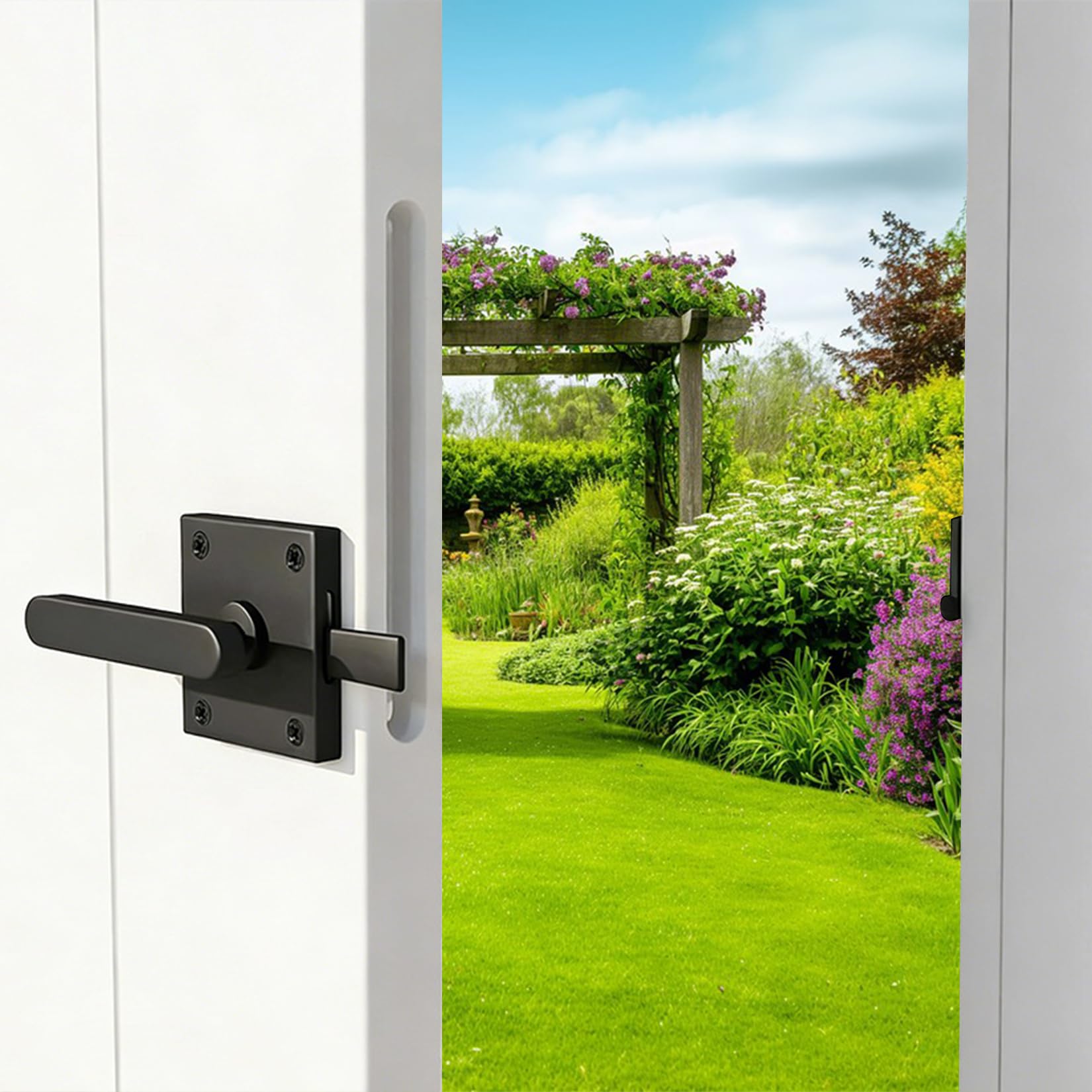 Loquet porte double face verrou porte exterieur Convient aux portails de jardin Aux portes en bois Aux portails de piscine et aux portails de cour arrière(Noir)