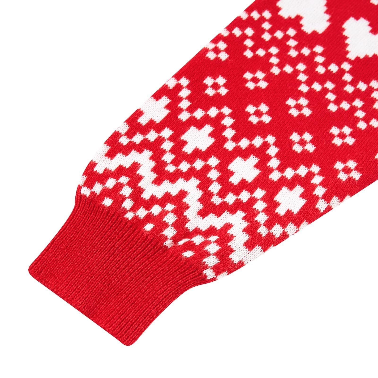 AIDEAONE Świąteczna sukienka z dzianiny dla dziewczynek X-Mas czerwona sukienka sweter sukienka