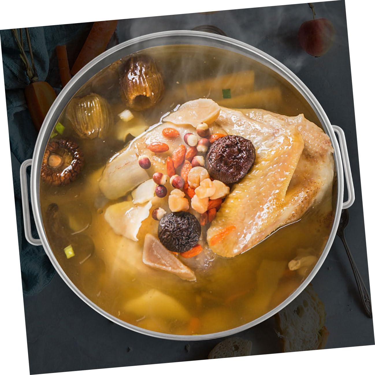 GARVALON Edelstahl Suppentopf mit Doppelgriffen und Deckel Rostfreier Großer Kochtopf Vielseitiger Metall suppeneimer für Küche und Induktion Langlebiges Kochgeschirr für Suppen und Wasser